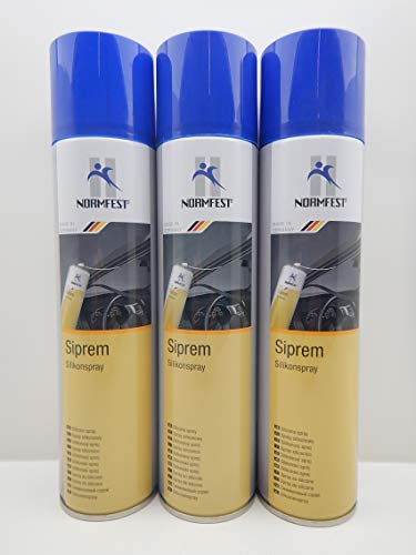 Normfest Siprem – Premium Silikonspray für Kunststoff & Gummi, Gleitmittel & Pflege, antistatisch, wasserabweisend, temperaturbeständig bis +250 °C, Geräuschreduzierung, 3x 400 ml