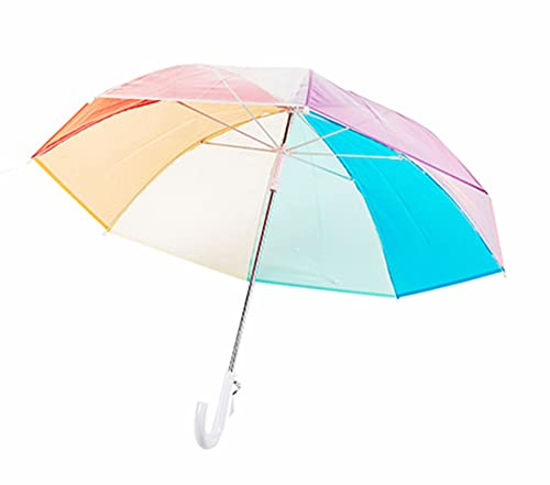ThreeH Klarer Bubble-Regenschirm für Kinder 8 Faserrippen Bogenmanual offen Netter Cartoon Regenbogen-Baldachin 33 Zoll für Jungen und Mädchen im Alter von 3-12 Jahren, Weiß