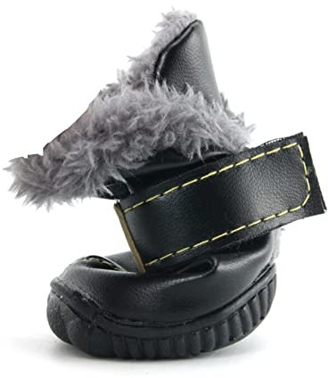PNAAH Hundeschuhe Winter Hund Hund Schuhe warme Schnee Stiefel wasserdicht Fell 4 Teile/Set kleine Hunde Baumwolle rutschfest Xs. for EIN Haustierprodukt. Hundestiefel (Color : Grey, Size : L (4))