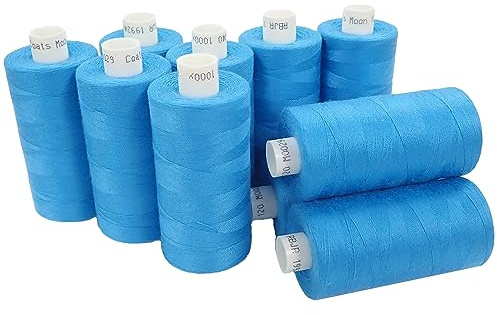 Moon Thread Nähgarn, gesponnenes Polyester, Türkis, 1000 m, 10 Stück
