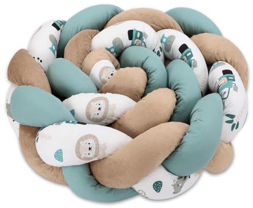 Totsy Baby Coussin Doudou Tressé 200 cm- Déco Chambre d'enfant Coton Moelleux Grand Format Tour de Lit Protection Bord Berceau Polyvalent Canapé Fauteuil Cadeau Naissance Bleu Afrique