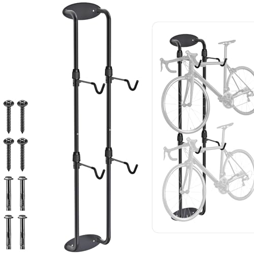 Insaga Fahrradständer für 2 Fahrräder, Stahl-Wandhalterung, für Garagen, vertikale und horizontale Aufbewahrung, hält bis zu 54,4 kg