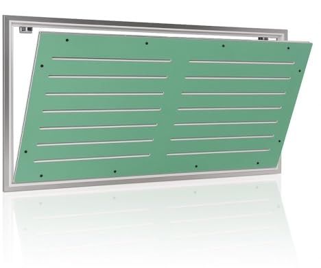 Botola di Ispezione in Cartongesso (80x40) Idrofugo 12,5 mm con Asole Aerazione 10 mm, Sportello Removibile Push-Pull, Telaio Alluminio, Stuccabile e Pitturabile, per Parete e Controsoffitto