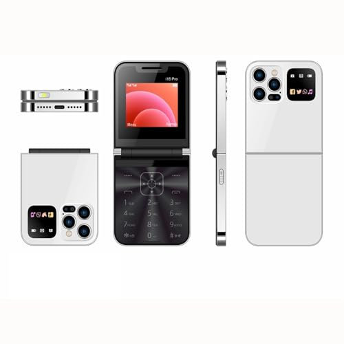 AZUIQiMeng Mini i15 Pro Telefono Cellulare Sbloccato 2024, Telefono Cellulare più Piccolo Al Mondo Sbloccato, Cellulare Per Anziani, Dual Sims, 1000mAh, 1.8 inch (Bianco)