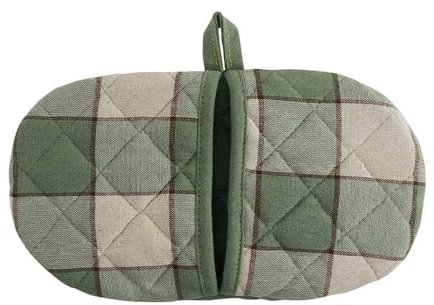 MyHome Country Ofenhandschuhe, Hitzebeständige Topflappen, Ofenhandschuhe aus Baumwolle, Topfdeckelhalter, Handschuh für die Küche, Baumwolle | Grün - 14x26 cm - Toskana