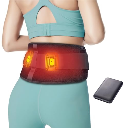 BESTEK Fascia Massaggio Lombare Riscaldante Cintura Riscaldante con 3 Livelli di Temperatura e Massaggio a Vibrazione–Termoforo Elettrico con Spegnimento Automatico per Schiena, Spalle e Addome