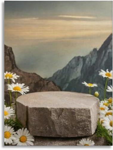 Bathroom Wall Art Decor Bathroom Pictures for Wall Artwork Beautiful empty stone podium chamomile flowers the sides space product Framed Canvas Wall Art for Bedroom Dining Room Farmhouse 16x20