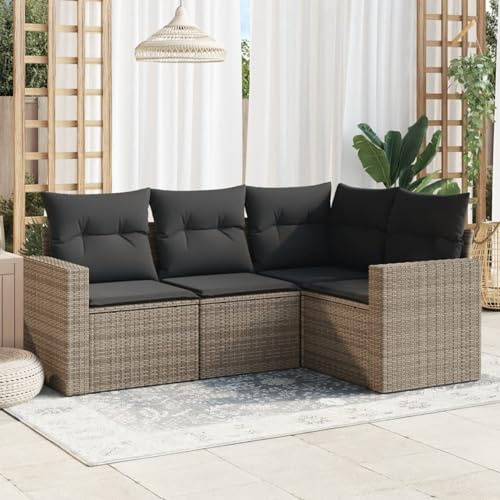 Festnight Gartenlounge Mit Stauraum - Rattan Sofa Balkon Garten Lounge Outdoor Ecklounge Sitzecke Klein Loungemöbel Gartensofa Ecksofa Balkonmöbel Rattansofa Couch