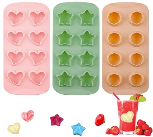3 Stück Silikon-Eiswürfelform, Pralinenform, Herzförmige Eiswürfelform, Süßigkeitenform, Eiswürfelschale