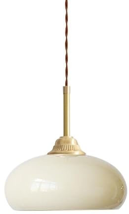 AOXCHEN Modern Dome Glass Pendant Light, Milk Glass Ceiling Hanging Lamp, Gold Mid Century Modern Chandelier, for Dining Room Bedroom Kitchen(Beige)