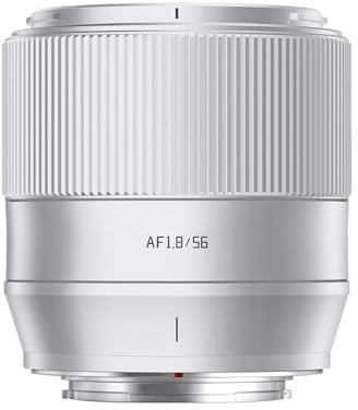 TTArtisan Objectif 56 mm F1.8 avec Corps en métal autofocus AF Compatible avec Monture Sony E – Argent