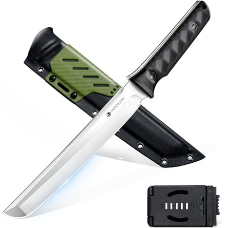 univinlions Survival Messer Großes Machete Scharf echt aus D2 Stahl Outdoor Jagdmesser Tanto Feststehende Messer mit G10 Griff Bushcraft Messer für Wandern Jagd Angeln