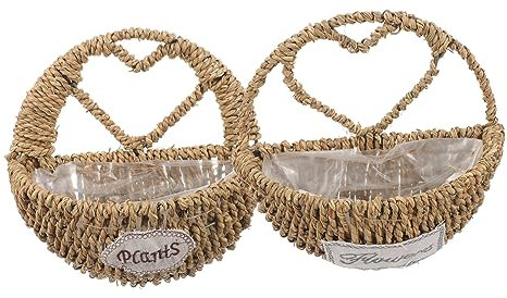 IWOWHERO 2pezzi Woven Hanging Flower Baskets Small Decorative Wall for Indoor Outdoor Plants Versatile Storage for Office and More