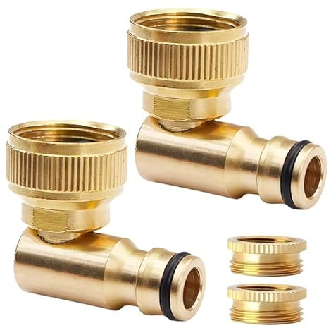 WANDGU 2 Stück Messing Wasserhahnanschluss 1/2 und 3/4: Wasserhahn Adapter, Drehbarer Schlauchanschluss 360°, Außengewinde Schlauchkupplunge für Gartenschläuche, Bewässerungsgeräte, Wasserhähne