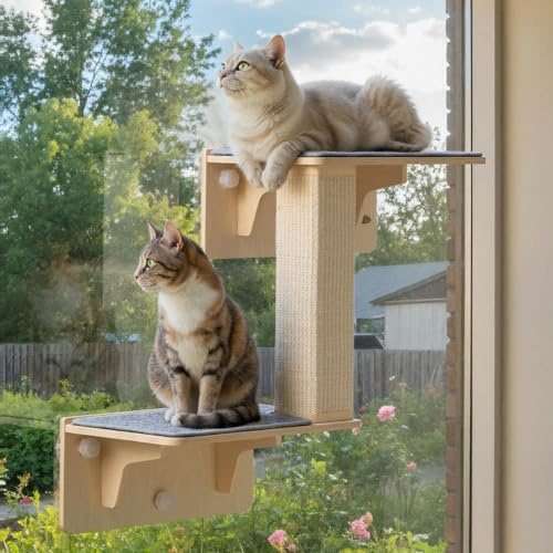 pecute Kletterwand Katzenleiter Katzenwand Katzenleiter Katzenmöbel für Katzen, Katzenliege, Wandkratzbaum (Doppelschicht + Kratzbaum)