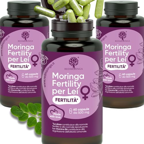 Integratore Acido Folico Mamme Resveratrolo, Moringa, Zinco, Vitamine B1, B5, B6, B12, E, D3, Acido Folico | Integratore Donna Vitamine PreMamma | Protegge DNA Mitocondriale | 180 Capsule - RedMoringa
