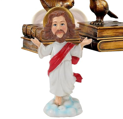 Wusideday Figura de Jesucristo para salpicadero, Jesucristo Bobblehead para salpicadero de Coche, Tablero de Resina, Estatua Religiosa Bobblehead, Jesucristo Bobblehead, Figuras simbólicas de