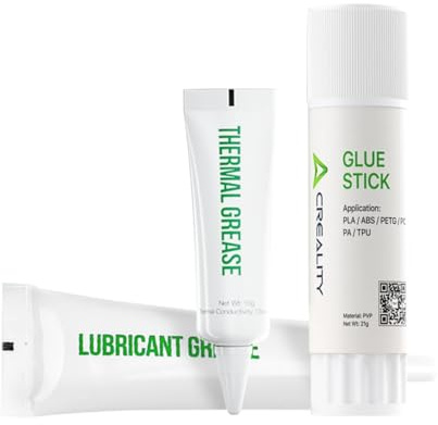 Creality Kit d'entretien 3 en 1 pour Imprimante 3D, Adhésif, Pâte Thermique et Graisse d'isolation Phonique; Prévient la Déformation, Réduit le Bruit et Optimise la Conductivité Thermique