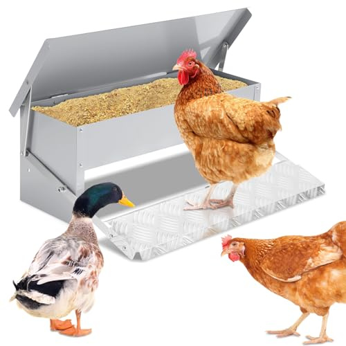 Jaxguom Comedero automático para gallinas, 5 kg, comedero con pedal automático, alimento para pollos para aves de corral, impermeable y a prueba de ratas