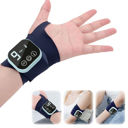 EMS/TENS Handgelenk-Massagegerät, Kabelloses Handmassagegerät mit Wärme,3 Wärmestufen und 9 Stärke, Lindert Ermüdung des Handgelenks, Durchblutung, Arthritis-Schmerzen und Schwellungen