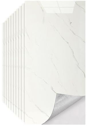 Swehooirt Fliesenaufkleber Marmoroptik 40 Stück, 60cm x 30cm Klebefliesen Wasserfest, Selbstklebende Wandpaneele mit Steinoptik für Küche und Badezimmer (Aschweiß)