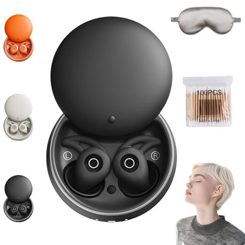 HOPASRISEE Novonell Snooze Pods Pro, Casque Anti-ronflement avec ANC, Casque Bluetooth for Dormir sur Le côté, Ultra Confortable et Silencieux(Schwarz)