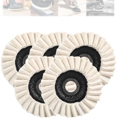 Disco lamellare in feltro di lana per smerigliatrice angolare, disco lamellare in feltro di lana spesso per lucidatura di metallo, marmo e mobili (5PCS,115mm)