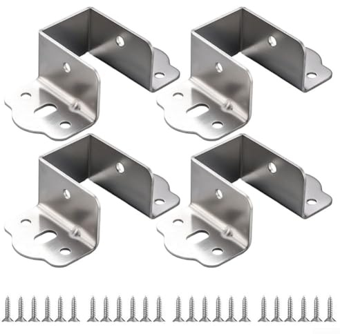 4 staffe a forma di U per sostenere saldamente travi in legno nei telai del letto (argento 32 mm)