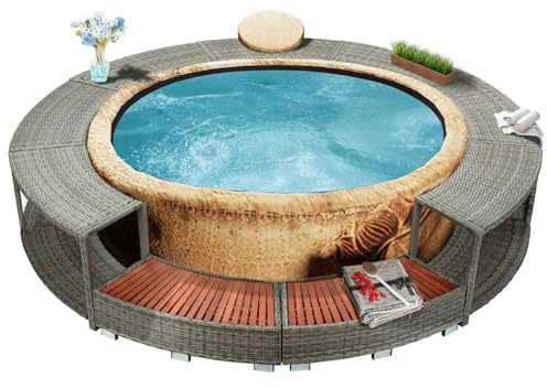 Tidyard Skimmer Piscine Hors Sol,aspirateur Piscine Hors Sol Cadre de Bain à remous résine tressée