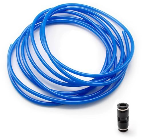 LINTRA Blue pneumatic hose 8 mm, outer 8 mm x inner 5 mm air hose drum, 5 m spiral hose, compressed air, PU 0.8 cm hose with 1 pneumatic connector, for pneumatic devices, air hoses