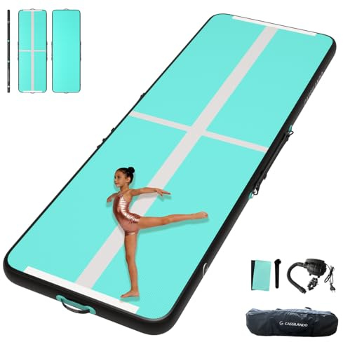 CASSILANDO Airtrack Matte, Turnmatte Aufblasbar, 3/4/5m Tumbling Matte, 10cm Hoch Gymnastikmatte, Luftpumpe | Yogamatte, Tumbling Matten, Trainingsmatte, Turn- & Fitness