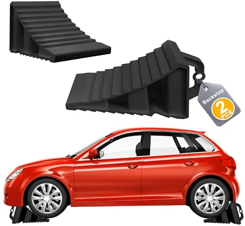 UISEBRT 2 Stück Unterlegkeile Anhänger mit Griff,Bremskeile Hemmschuh Radvorleger,Robuste, rutschfeste LKW Radkeil für PKW, Anhänger, Wohnwagen, Auto, Wohnmobil,Schwarz