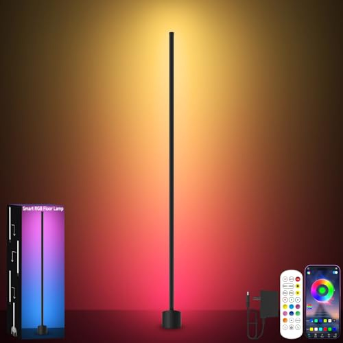 Tyute Corner Floor Lamp, RGB LED Lamp with Smart App and Remote Control Color Changing, Music Sync Ambience Lighting, Mood Lighting with 16 Million Colors for Bedroom Living Room Gaming Room