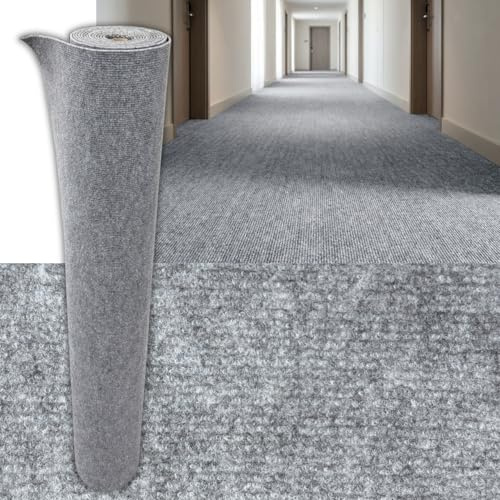 Självhäftande matta 6 m² – 120 × 500 cm matta rulle, 5 mm tjock, luktfri, snabb läggning, golvbeläggning för vardagsrum, kontor, barnrum (ljusgrå SXP-TWDT-006, 6 m²)