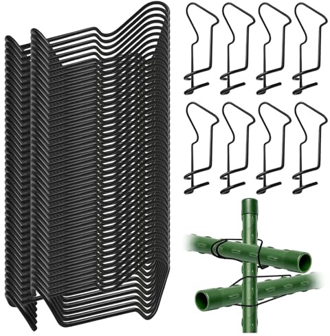 Primasage 50 Pièces de Clips pour Tuteurs de Plantes Peuvent être Utilisées pour Les Treillis en Bambou de Jardin, Connecteurs Treillis Plantes Convient aux Tomates et aux Plantes Grimpantes (16mm)