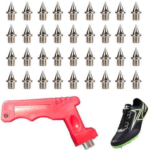 JRYXD 36 Piezas Púas De Zapato 6Mm Llave De Púa Con Púas, Clavos Atletismo, Púas De Acero Resistentes 6Mm Púas De Repuesto Pirámide Zapatos Atléticos Púas De Repuesto Salto Largo Correr Senderismo