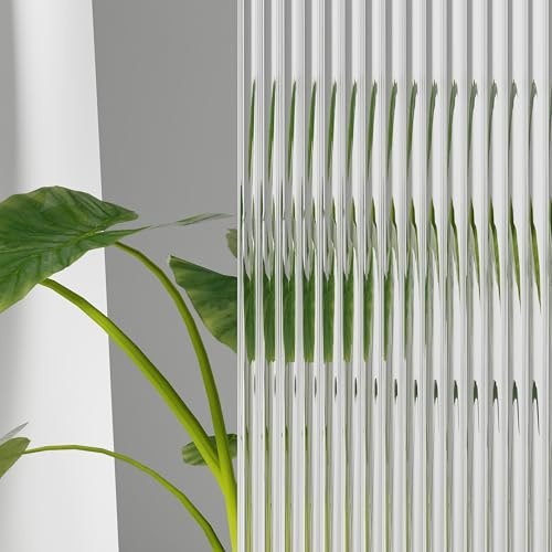Reeded Glass Window Film 76cm x 2m, Premium Self-Adhesive PVC Flutted Window Privacy Film with Decorative Pattern, UV Protection & Easy Application