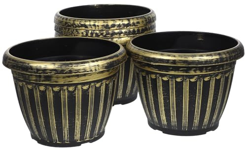 MINAOLULUS 5pcs Roman Column Flower Pots with Drainable Indoor Planter Pots, 18.5cm Diameter, 14cm Height, Gold Painted Seedling Planting Containers for Home and Garden