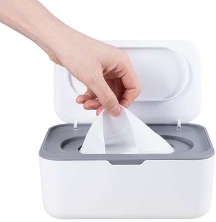 Våtservettslåda med lock, påfyllningsbar våtservettdispenser för baby och vuxna, förvaring för våta toalettpapper, perfekt för badrum, skötbord och kontor