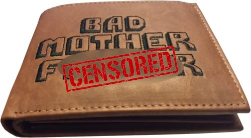 BMF Geldbörse Herren Original Bi-Fold Bestickt Braun Echtes Leder Hohe Version (Braun)