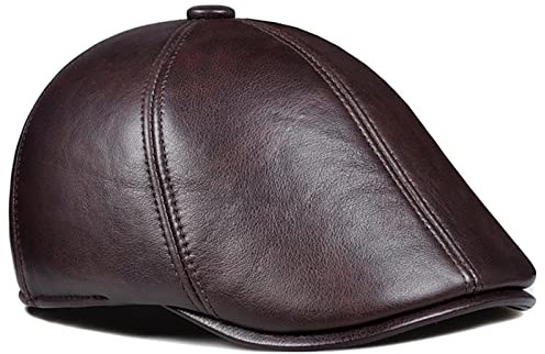 DongBao Schiebermütze Leder Barett Caps Winter Flatcap Vintage Ivy Flatcap Golfmütze mit Ohrenklappen
