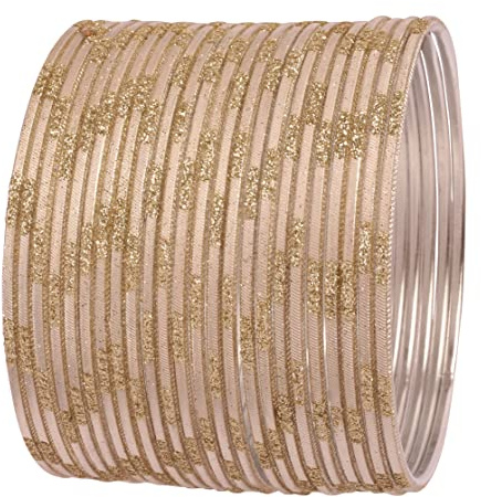 Touchstone 24 st färgglada Bollywood-armband i texturerat metalllegering för kvinnor, One Size, Metall