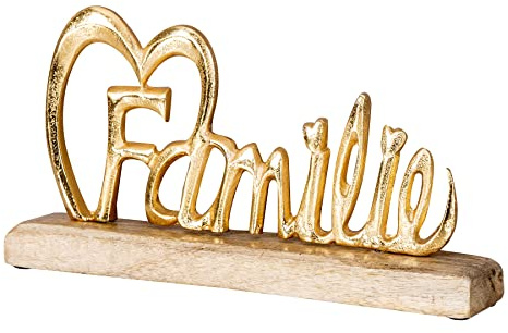 levandeo Schriftzug Familie Gold L30cm Mango Holz Aufsteller Buchstaben Tisch-Deko Wohndekoration