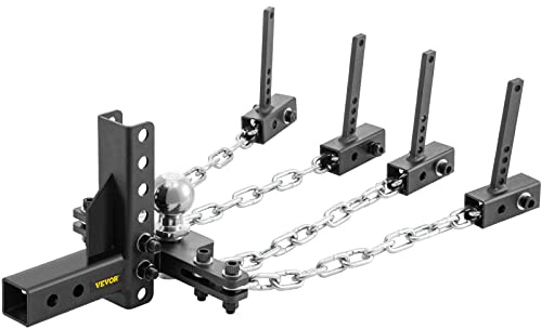VEVOR Enganche para Remolque de Viaje Acero Enganche de Distribución de Peso con Control de Balanceo Bola de 59mm Caída y Elevación de 10,2cm Enganche de Remolque Longitud de Cadena 45,7cm para RV SUV