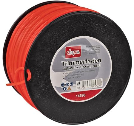 Nylon Trimmerfaden Mähfaden Ersatzfaden Nylonfaden Faden für Rasentrimmer Motorsense Trimmer Freischneider Ø 4,0 mm x 100 m rund rot