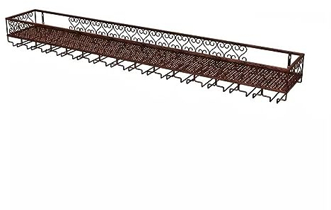 Wine Racks | Hanging Wine Bottles and Glass Holder | Vintage Metal Rustic Wall Mounted Wine Holder Wine Cooler | Wall Shelf Storage Organizer Rack (Color : Bronze, Size : 150x25x17cm)