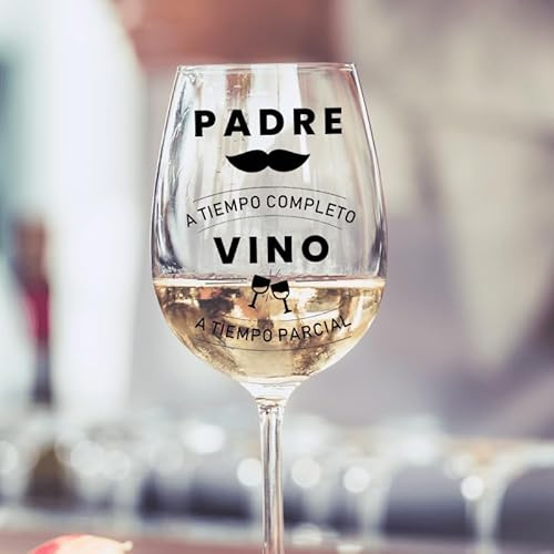 Nomart Copa de Vino Día del Padre, Copa de Vino con Mensaje Gracioso, Regalo para Papá, Copas Divertidas y Originales, Regalo Padre, Copa Día del Padre