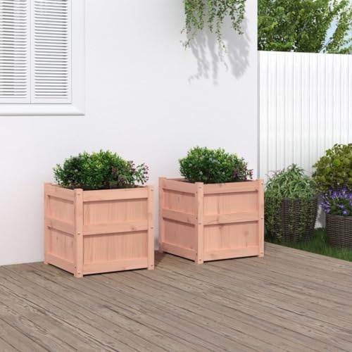 Homgoday Trädgårdsplanterare 2 st massivt trä Douglas, trädgårdsplanterare blomväxtkruka, utomhus planteringslåda, plantering höjning sängkorg typ 2