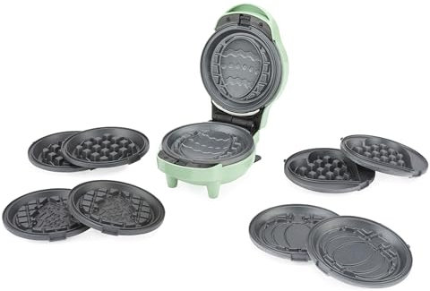 Petra 5 in 1 Waffeleisen – Saisonale Snackmaschine, 5 austauschbare Teller, Classic, Ostern, Valentinstag, Halloween & Weihnachten Teller, Antihaftbeschichtung, Cool-Touch-Gehäuse, 550W, PT6220GRVDE