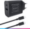 Oniverse Adaptador de Corriente 65W, doble puerto USB-C y USB-A – Cargador para Switch 2, Switch, OLED, Lite, PC, Steam Deck, Android, 1.5 m, 240V, carga inteligente, cable USB-C trenzado incluido
